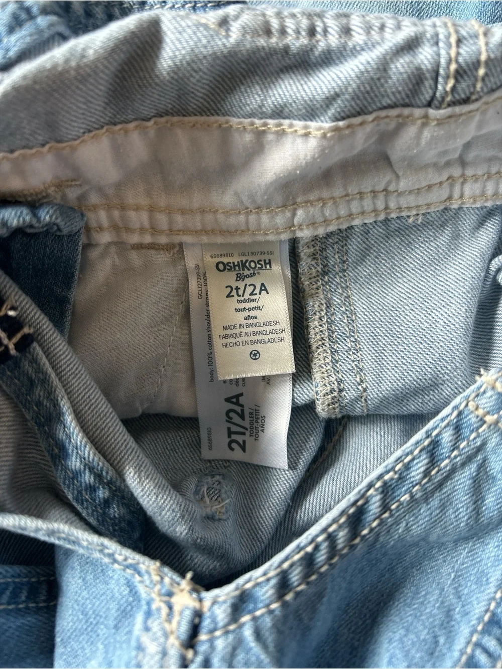 OshKosh B'gosh Light Blue Denim Shortall Overalls with Striped Straps